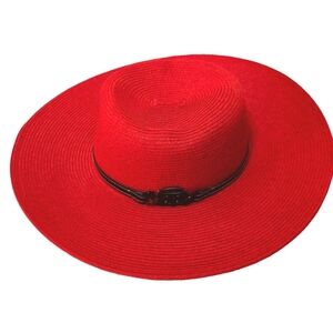 ``H25812 - Vintage Red Panama Jack Straw Hat